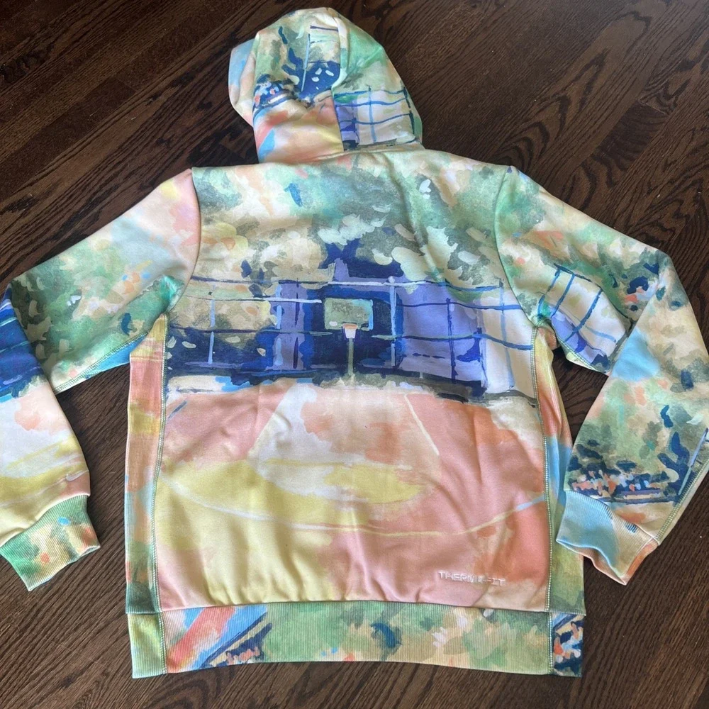 Nike Basketball Court Watercolor Painting AOP Hoodie HV3516-365 $110 - Medium